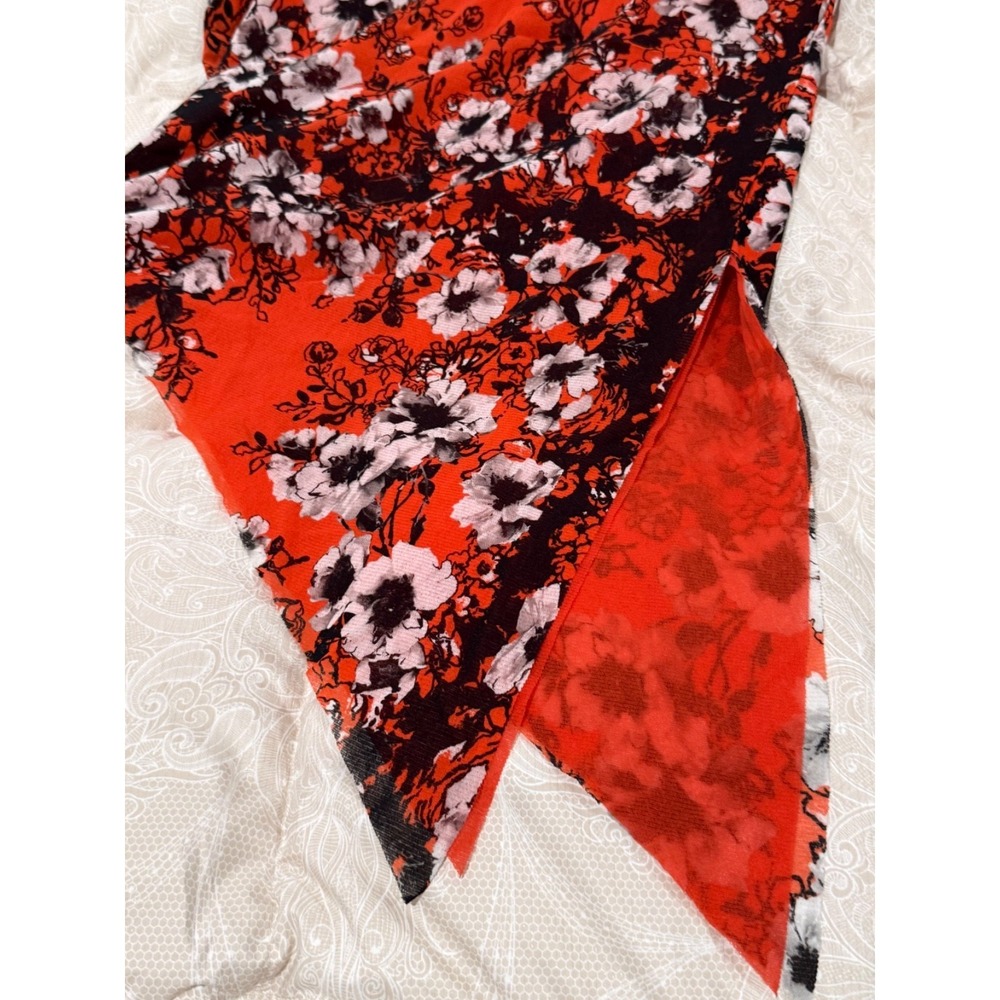 Fuzzi Womens Floral Mesh Stretch Long Sleeve Asymmetric Top Blouse Italy Made/S - Picture 8 of 8